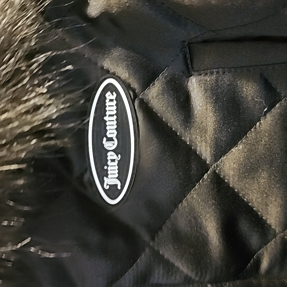 Juicy Couture Black Aviator Jacket with Faux Fur Collar NWT XS - Picture 3 of 5